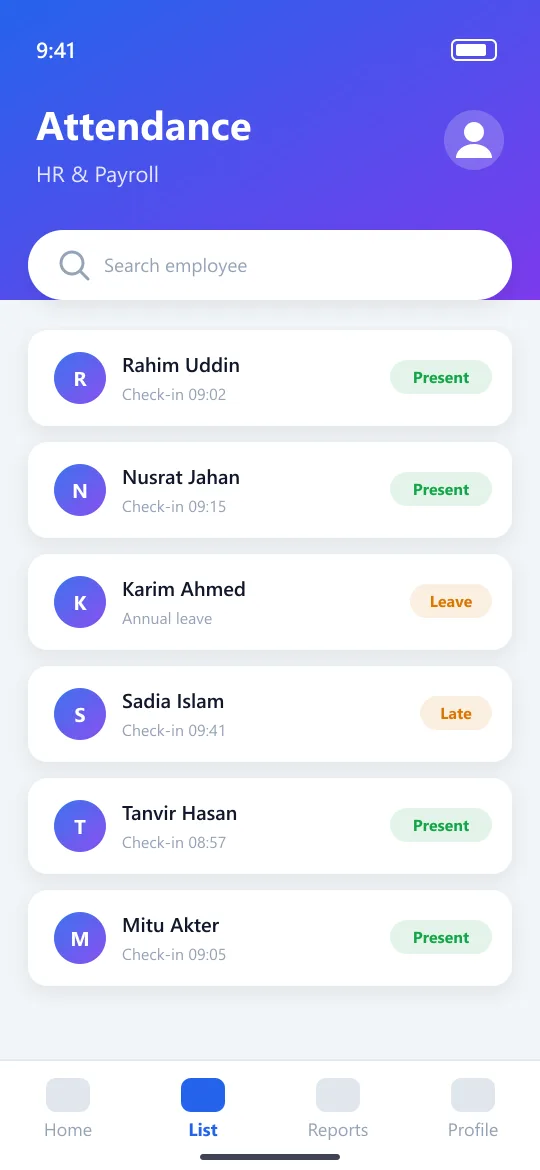 HR & পেরোল অ্যাপ স্ক্রিন 2
